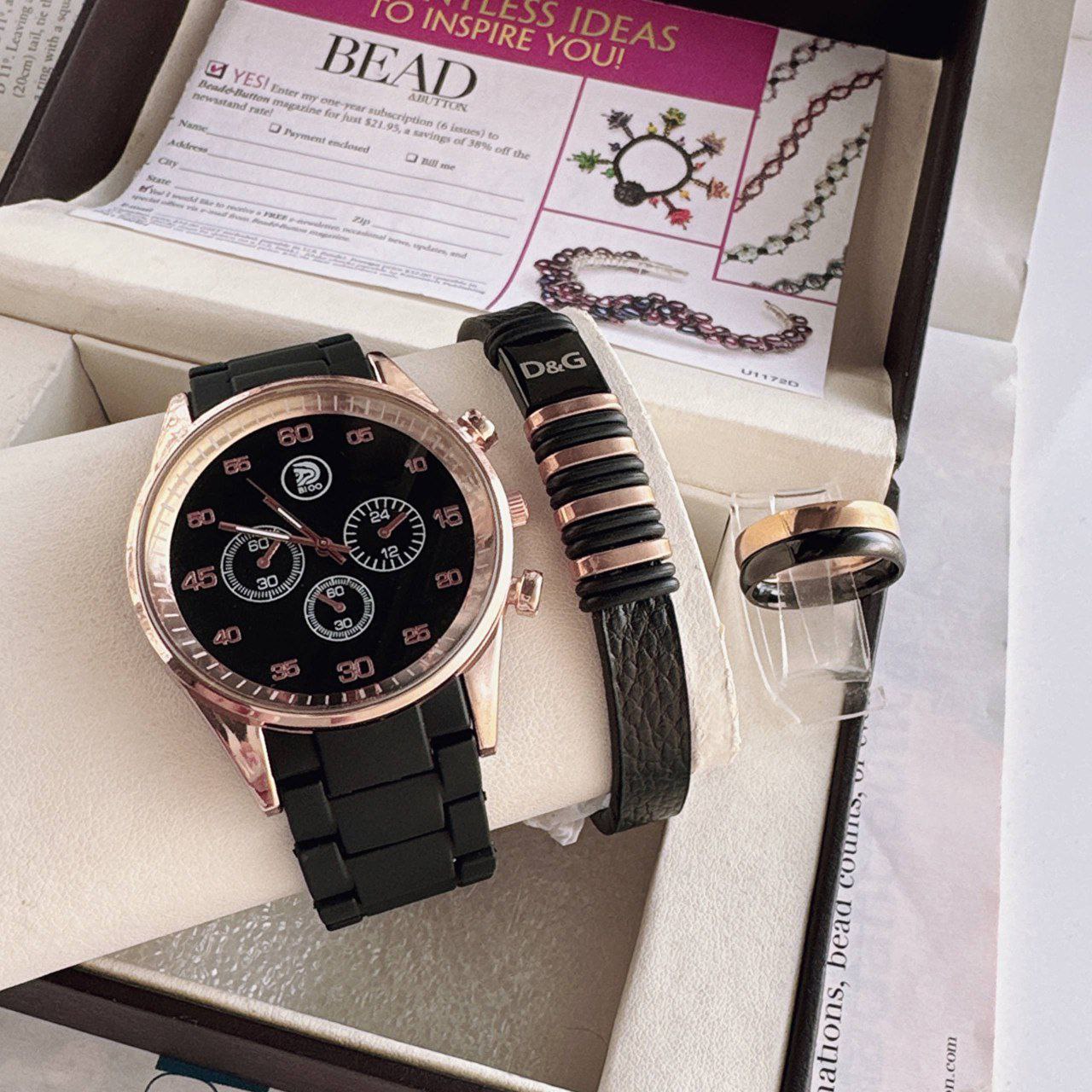 ست لوکس ساعت و دستبند و انگشتر مردانه 😍⌚️