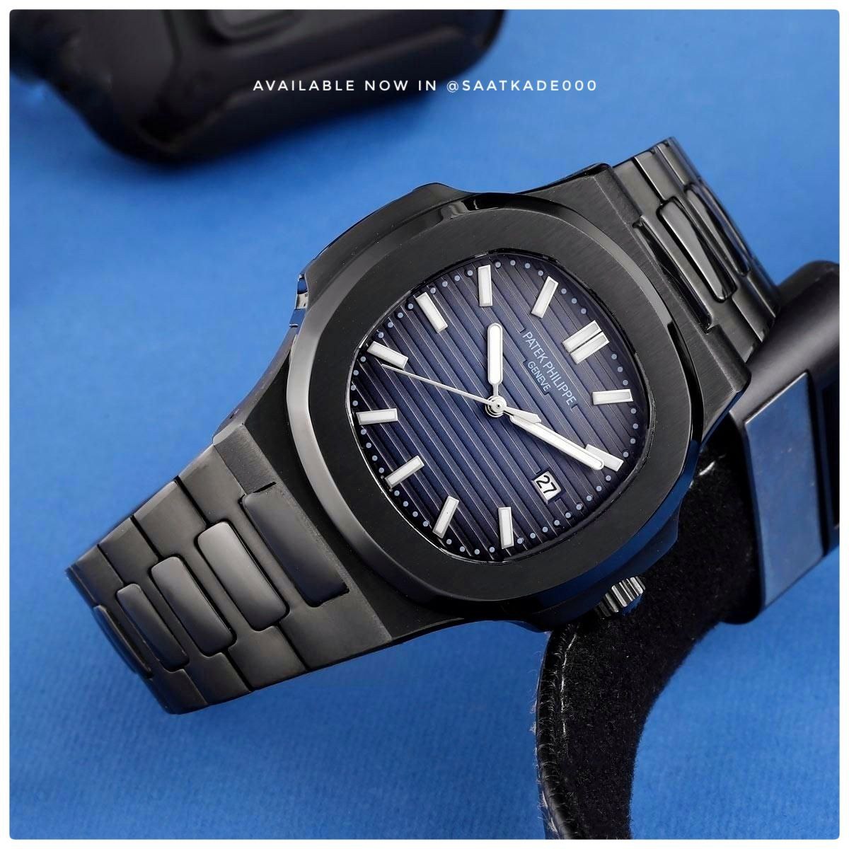 ساعت مچی مردانه Patek philippe  Natilus   برای آقایان  موتور ژاپن A++ دارای روزشمار قاب و بند استیل قفل استیل