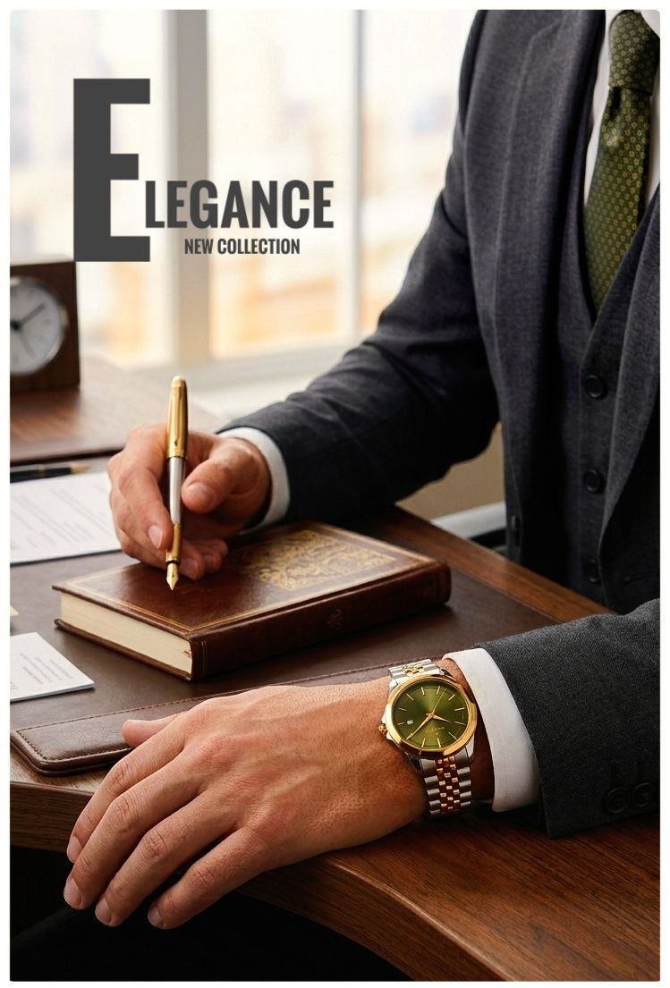 ساعت مچی مردانه ELEGANCE Vip  ساعت بند استیل از برند "الگانس" برای استایلهای رسمی آقایان   موتور شرکتی گرید A++ نمایشگر ایام ماه  شیشه کریستال نشکن  قاب پشت و بند استیل رنگ ثابت  قفل استیل فشاری