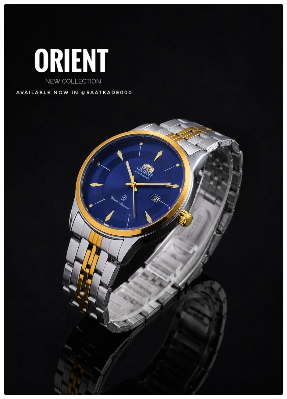 ساعت مچی مردانه ORIENT  ساعت بند استیل از برند اورینت مناسب استایلهای رسمی و روزمره آقایان  موتور شرکتی گرید A++ نمایشگر ایام ماه  شیشه کریستال نشکن  قاب پشت و بند استیل رنگ ثابت  قفل استیل فشاری