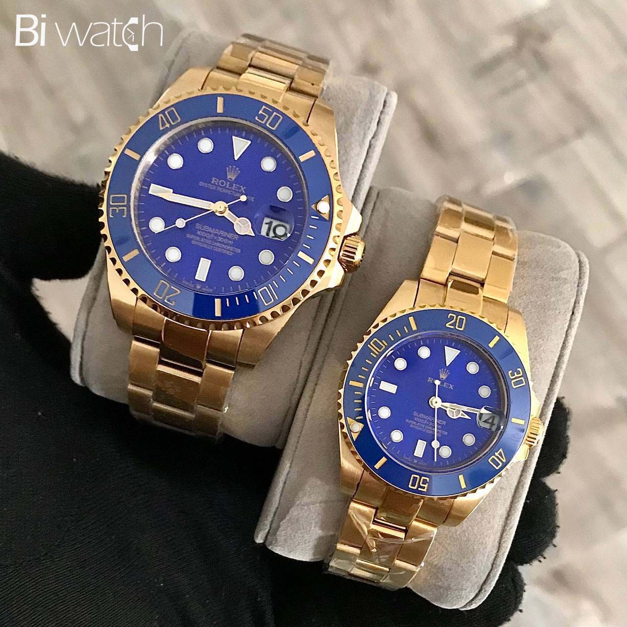 ست ساعت زنانه و مردانه Rolex Submariner  set ساعت رولکس ساب‌مرینر   موتور ژاپن ضدآب  دارای روزشمار بند و قفل استیل رنگ ثابت شیشه کریستال ضدخش حک لوگو برروی دسته موتور