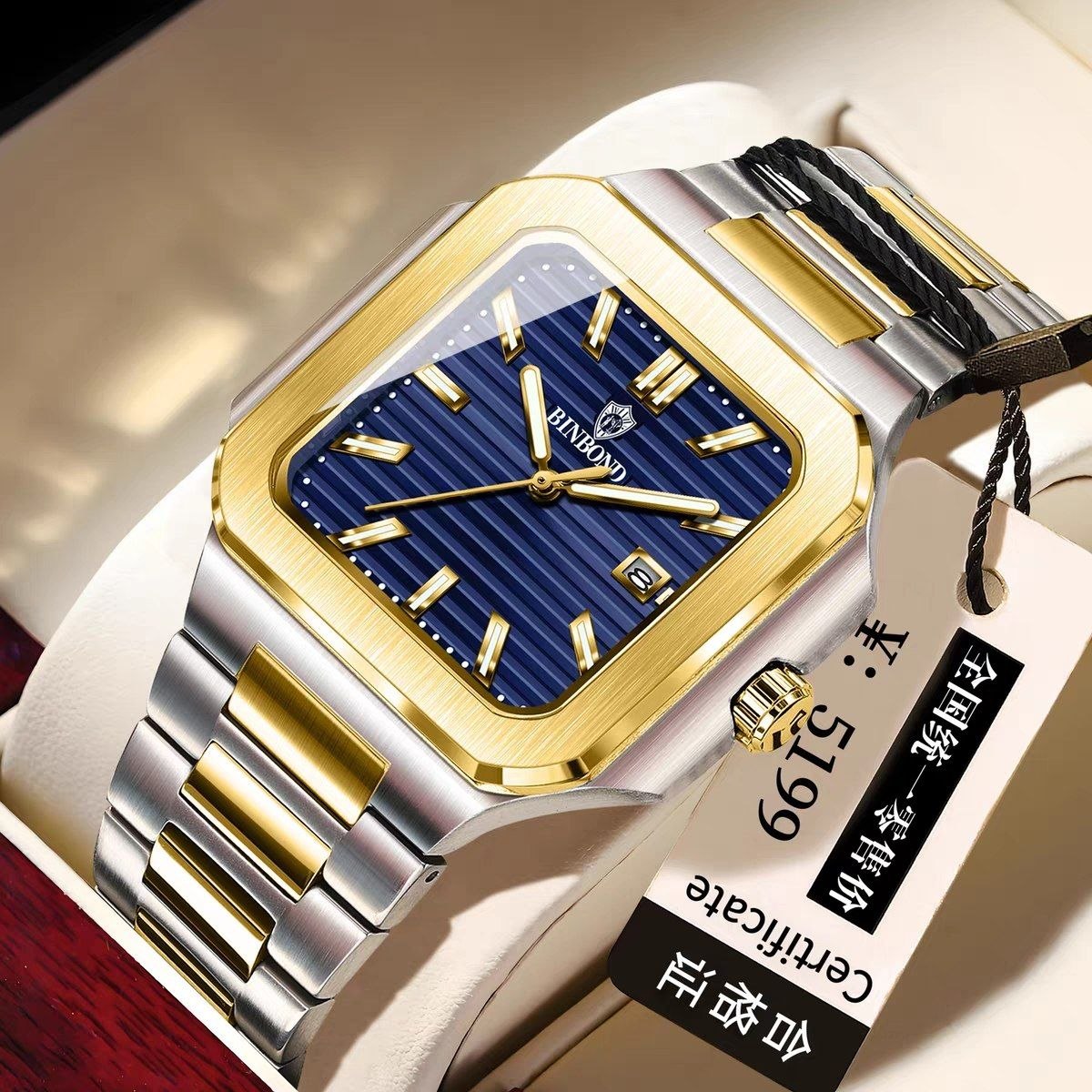 ساعت مچی مردانه ☑️BIN BOND   《highe quality》       🫆Original watch               ⌚️بین باند مدلی نو  مناسب آقایان   مقاوم دربرابر آب برندشرکتی اوریجینال   دارای روز شمار  ضخامت ۱۱میل  قطر صفحه ۴۵میل بند استیل فولاد شیشه سافایر  شب نما قفل دو پروانه  موتور کوارتز   موجود در چهار رنگ
