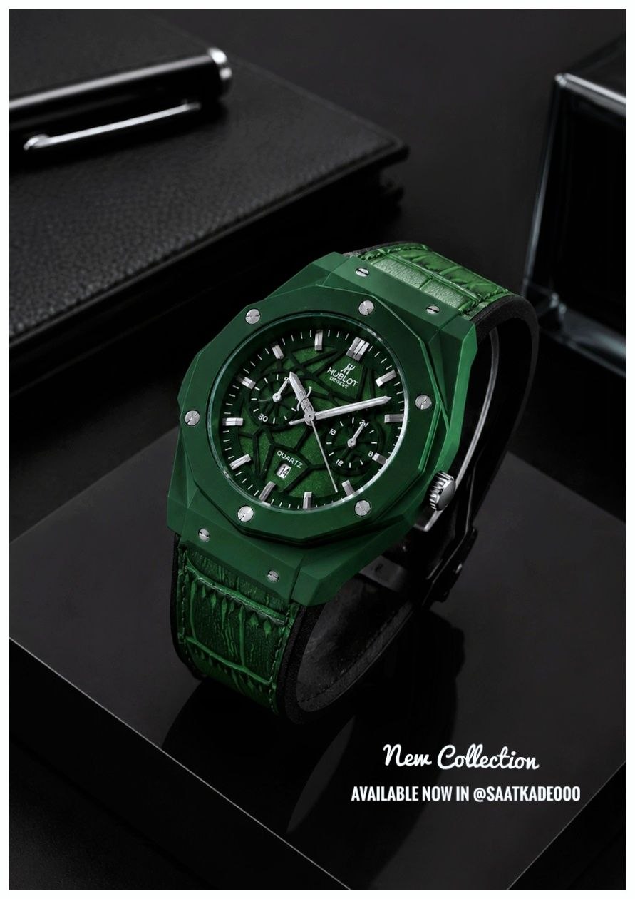 ساعت مچی مردانه New collection  Hublot BigBang  ساعت هابلوت هندسی سوپر فشن برای آقایان  موتور شرکتی درجه یک دارای روزشمار بند رابر رویه چرمی  قاب فلزی مات قاب پشت استیل قفل استیل کلیپسی هابلوت