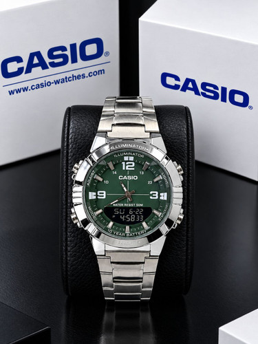 ساعت مچی مردانه کاسیو casio اورجینال مدل کد.18. AMW-870D-1AVDF درجهی کیفت A++ موتور کوارتز (باتری) ضد آب درحد شستن دست ساعت جهانی، زنگ هشدار روزانه و ساعتی، نمایش تاریخ کرنومتر، 24 ساعته، تقویم خودکار بدنه و بند از جنس فلز ضد زنگ متعلقات جعبه برند کاسیو